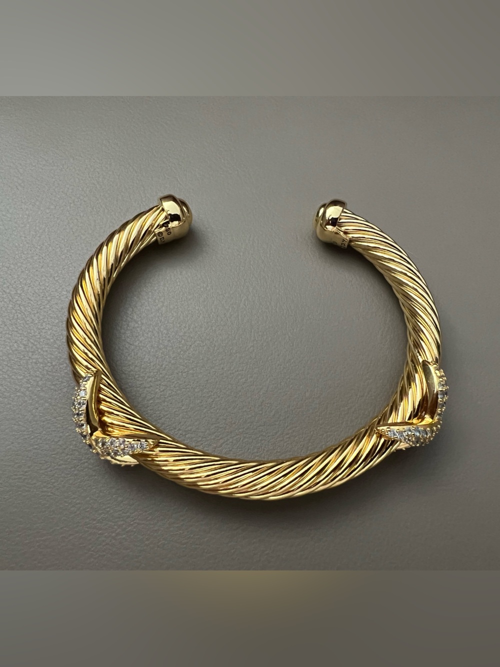 Gold-Tone Twisted Cable Cuff Bracelet with Crystal Knot Accents